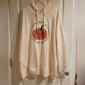 Lane Bryant 26/28 Fall cream color hoodie with side decorative split.
